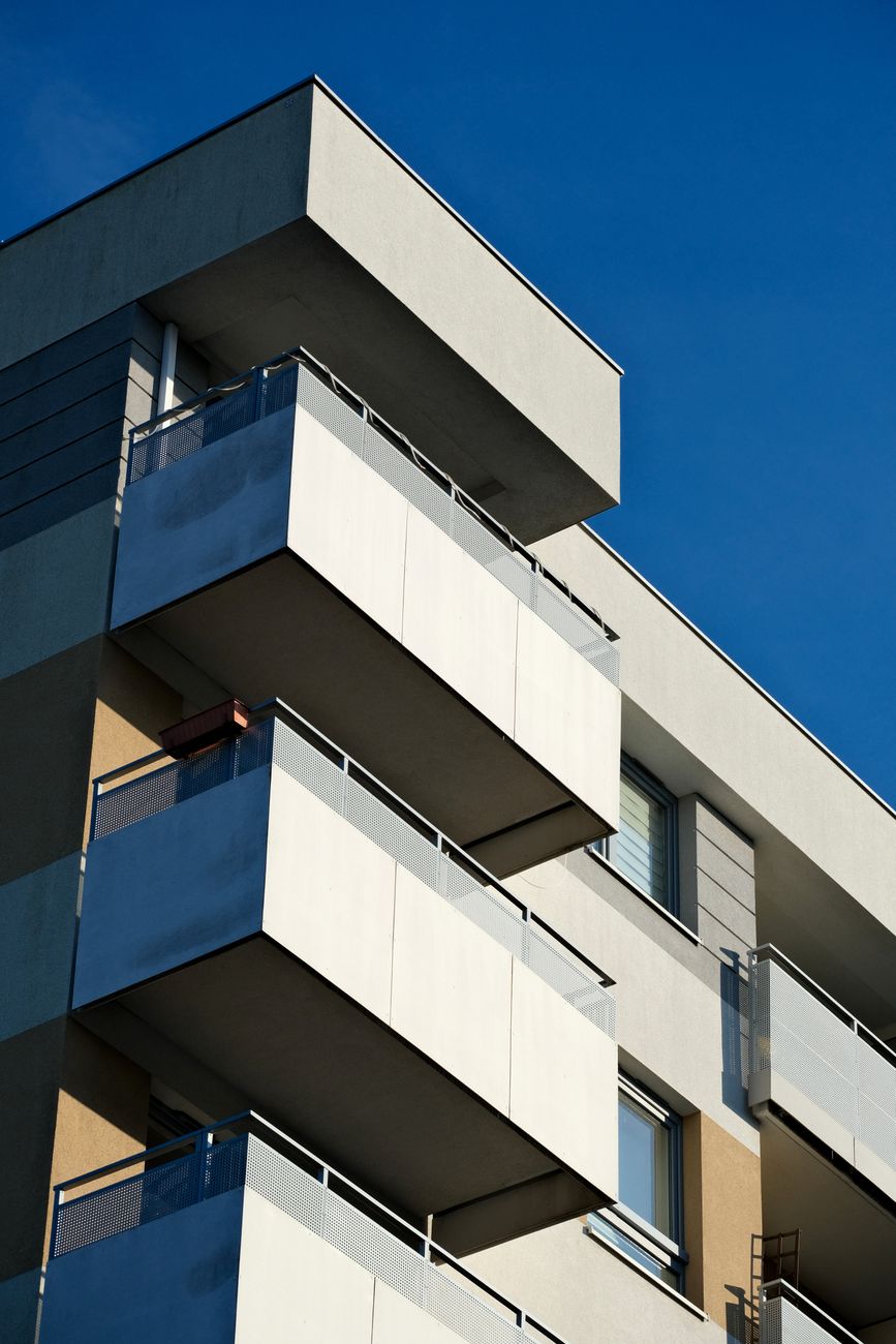Modern residential building against clear sky